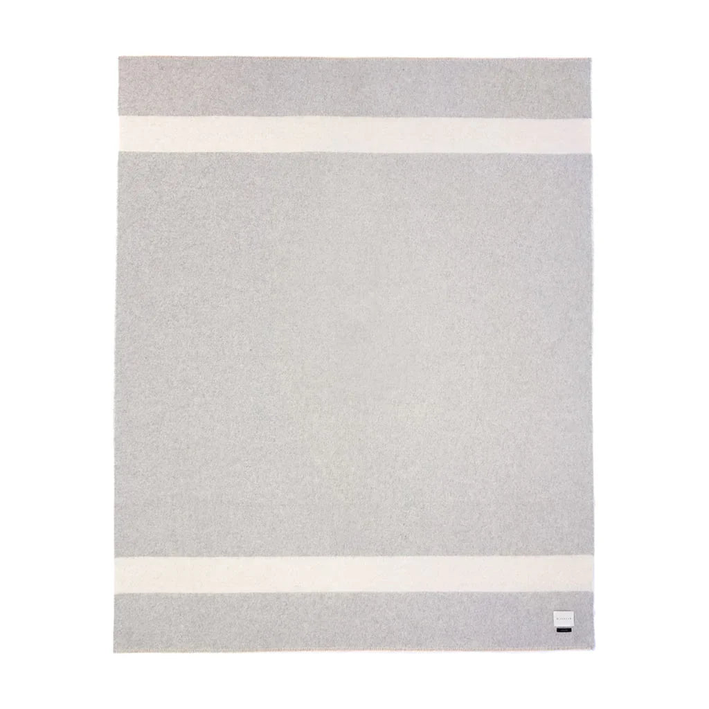 Siempre Blanket, Light Heather with Ivory Stripe
