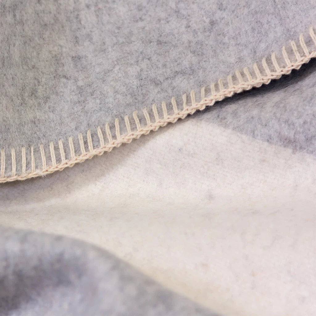 Siempre Blanket, Light Heather with Ivory Stripe