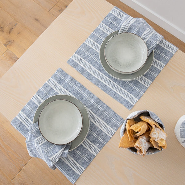 Multistripe Placemat, Indigo,
