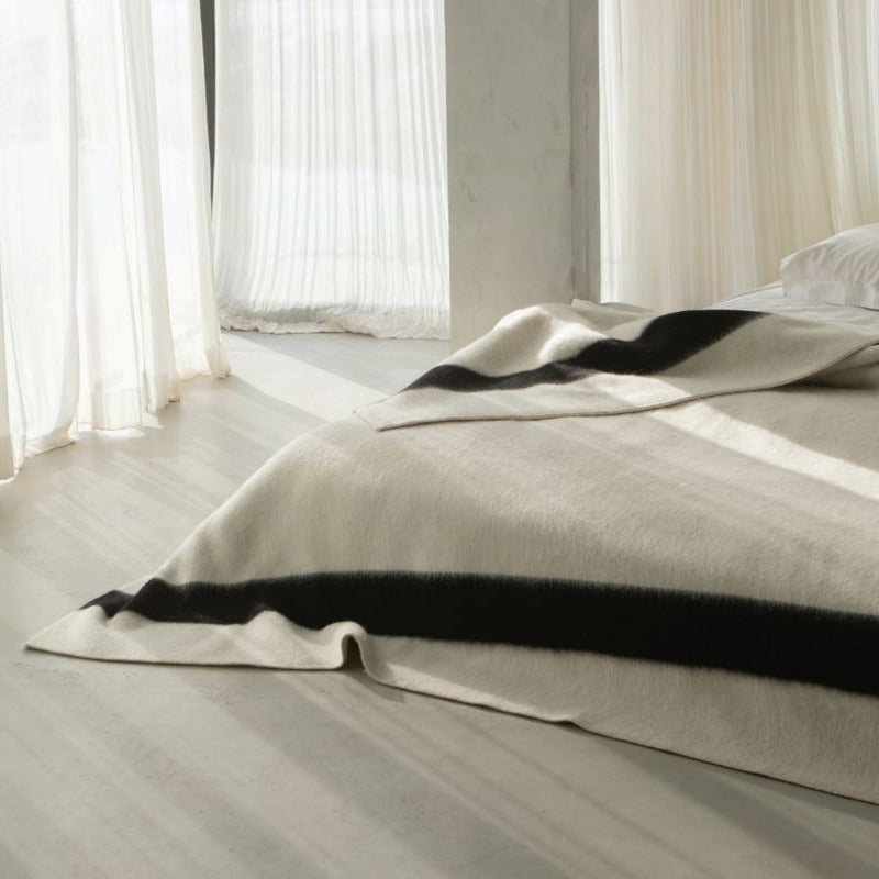 Siempre Blanket, Ivory with Black Stripe