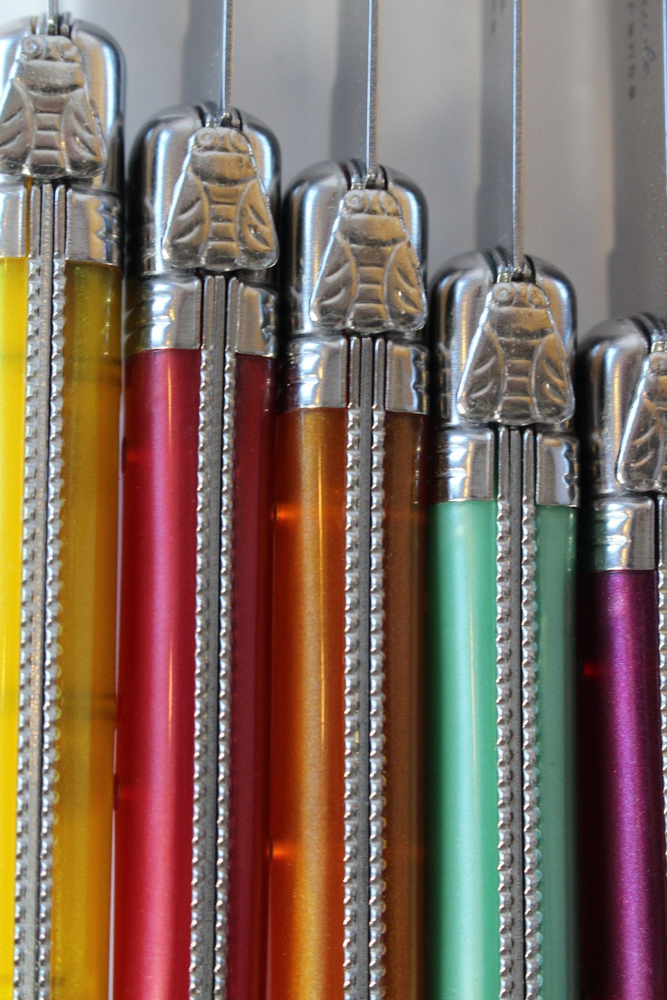 Laguiole 6 Piece Steak Knife Set, Platine Rainbow in Wood Presentation Box