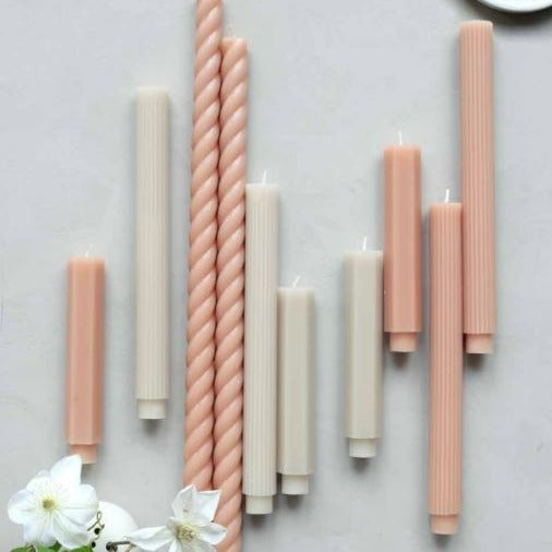 Ribbed Taper Candle, Set of 2, Petal