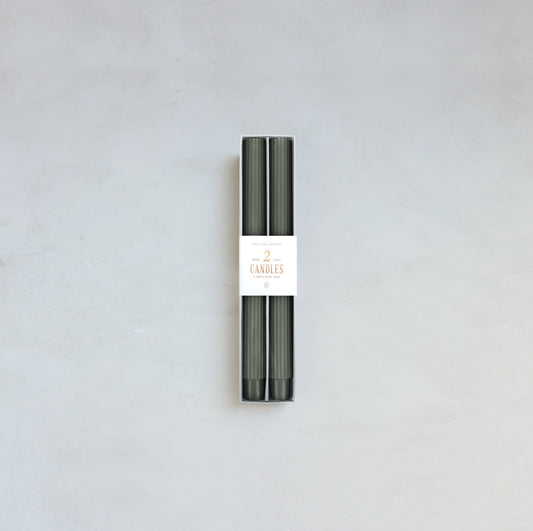 Ribbed Taper Candle, Set of 2, Moss