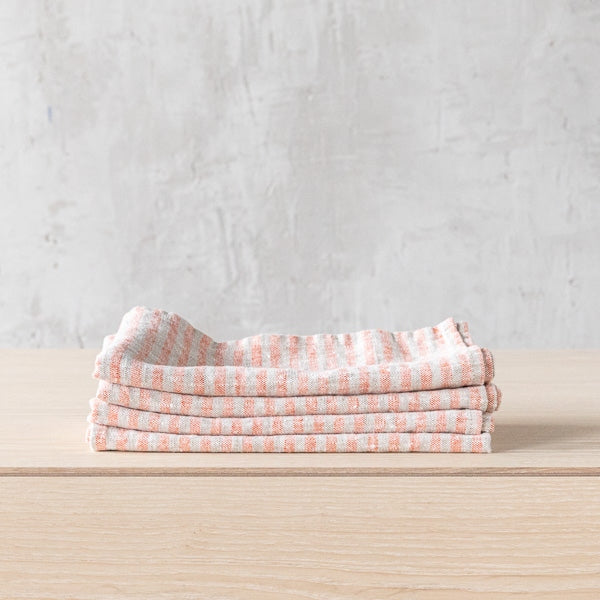 Brittany Napkin, Brick and Natural, Set of 4