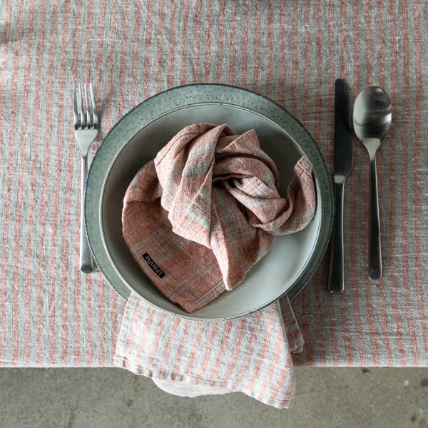 Brittany Napkin, Brick and Natural, Set of 4