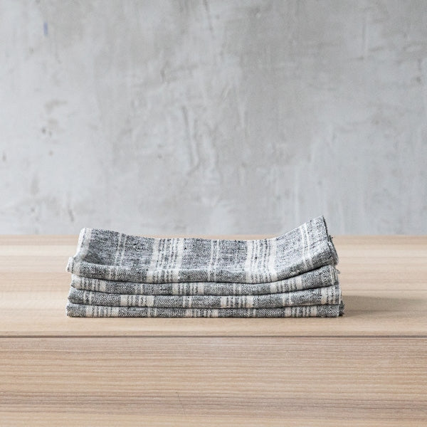 Multistripe Napkin, Black and Natural, Set of 4