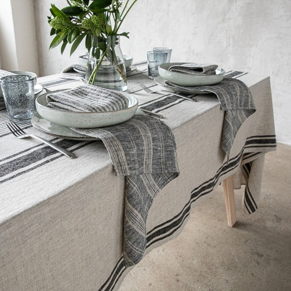 Multistripe Napkin, Black and Natural, Set of 4