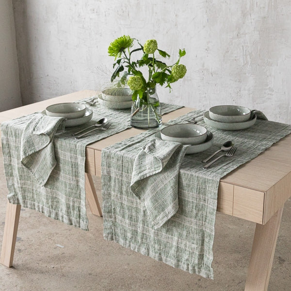 Multistripe Napkin, Forest Green and Natural, Set of 4