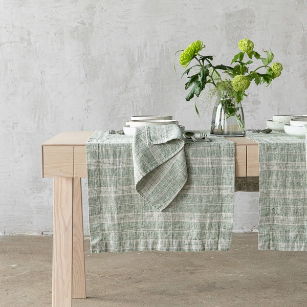 Multistripe Napkin, Forest Green and Natural, Set of 4