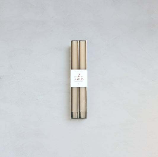 Ribbed Taper Candle, Set of 2, Parchment