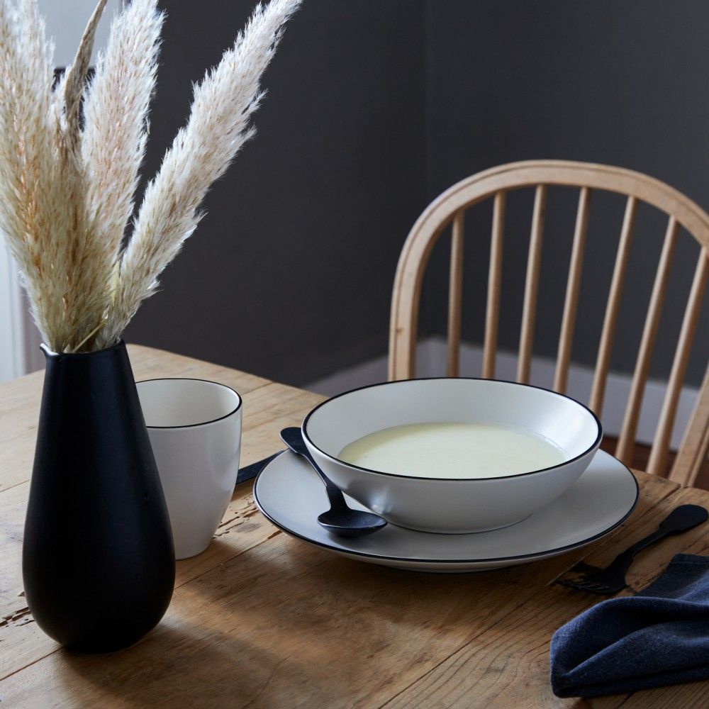 Augusta Pasta Bowl, Natural with Black, Set of 6