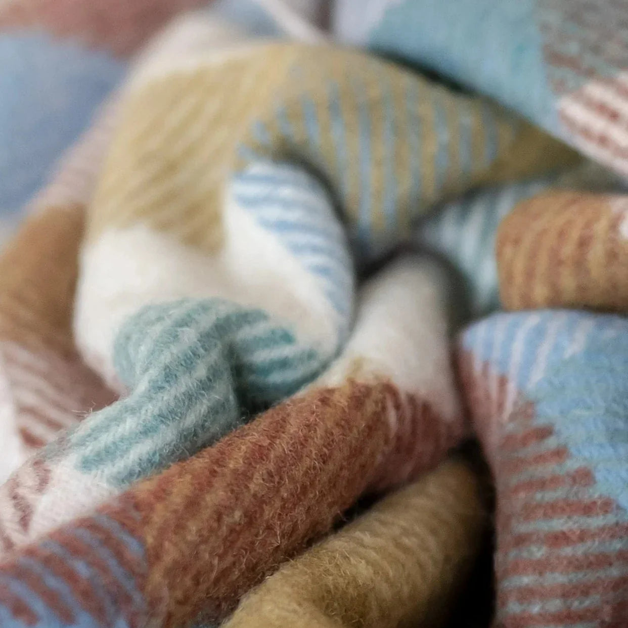 Recycled Wool Waterproof Picnic Blanket in Rainbow Check