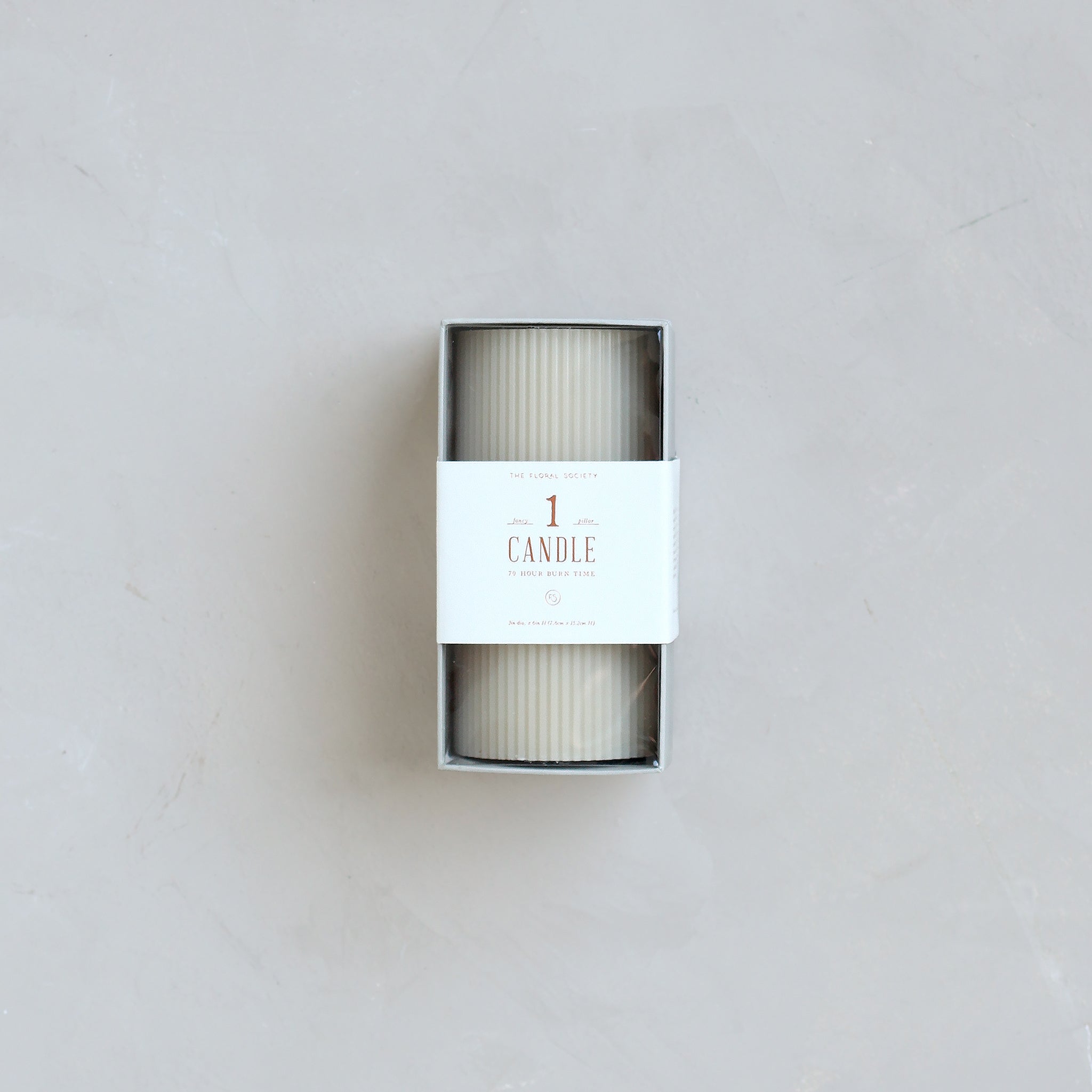 Ribbed Pillar Candle, Parchment