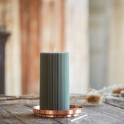 Ribbed Pillar Candle, Moss