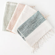 Riviera Striped Cotton Hand Towel, Natural with Grey