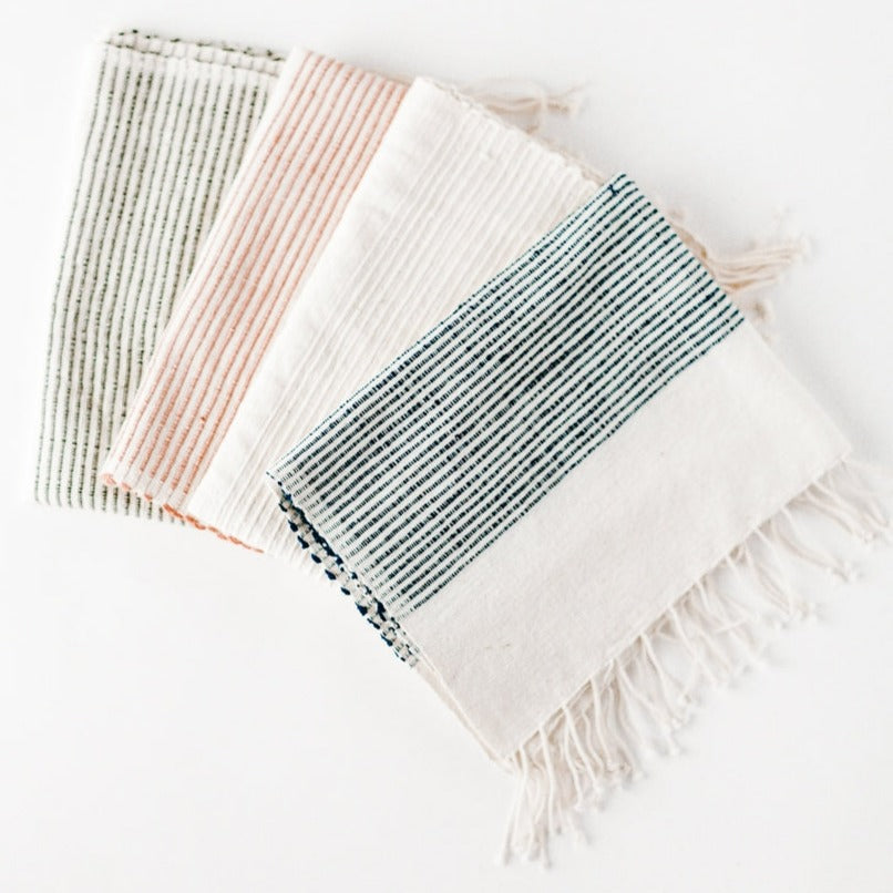 Riviera Striped Cotton Hand Towel, Natural with Grey