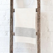 Riviera Striped Cotton Hand Towel, Natural with Grey