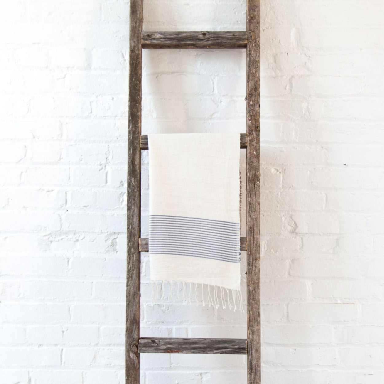 Riviera Striped Cotton Hand Towel, Natural with Navy