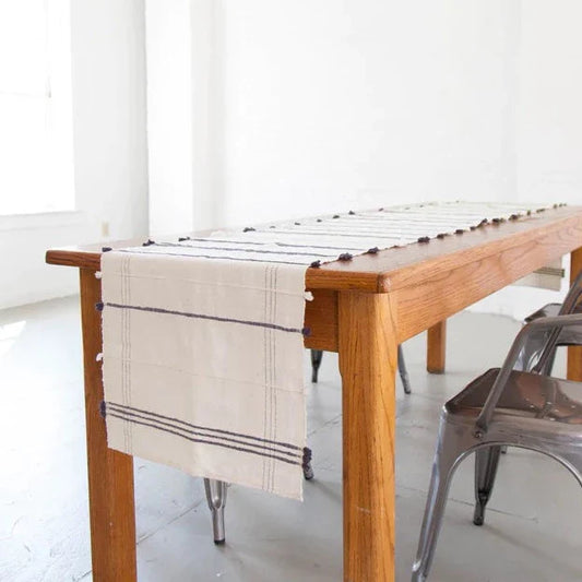 Ribbons Cotton Table Runner, Navy