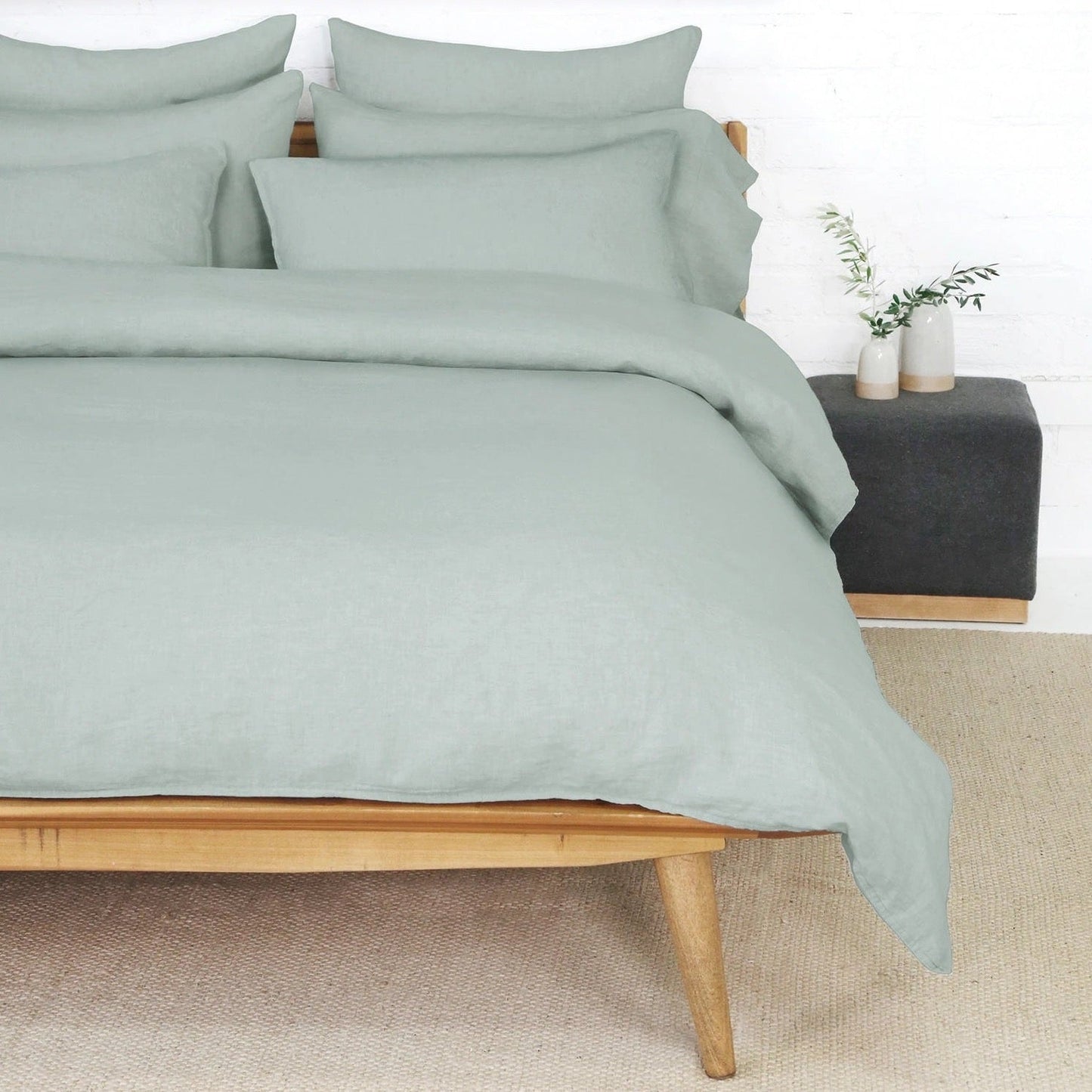 Parker Linen King Duvet Set, Sage