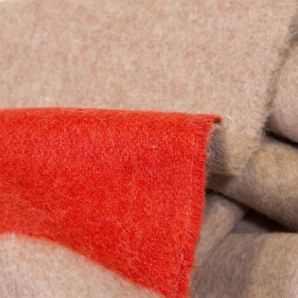 Siempre Blanket, Sand with Red Stripe