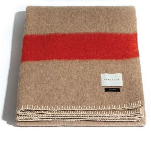 Siempre Blanket, Sand with Red Stripe
