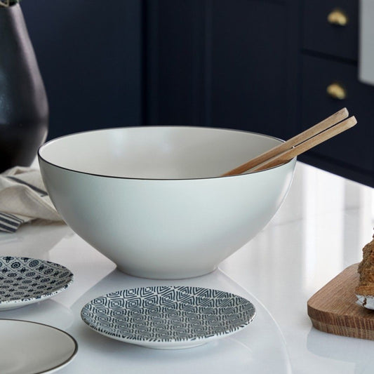 Augusta Serving bowl, Natural with Black