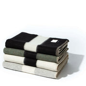 Siempre Blanket, Light Heather with Ivory Stripe