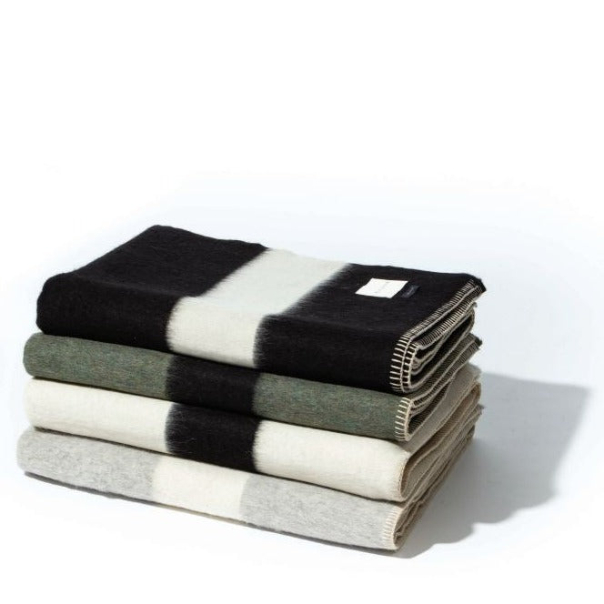 Siempre Blanket, Light Heather with Ivory Stripe