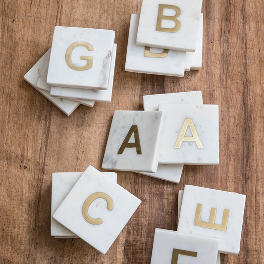 Verona Marble Monogram Coasters Set of 4 - Letter A