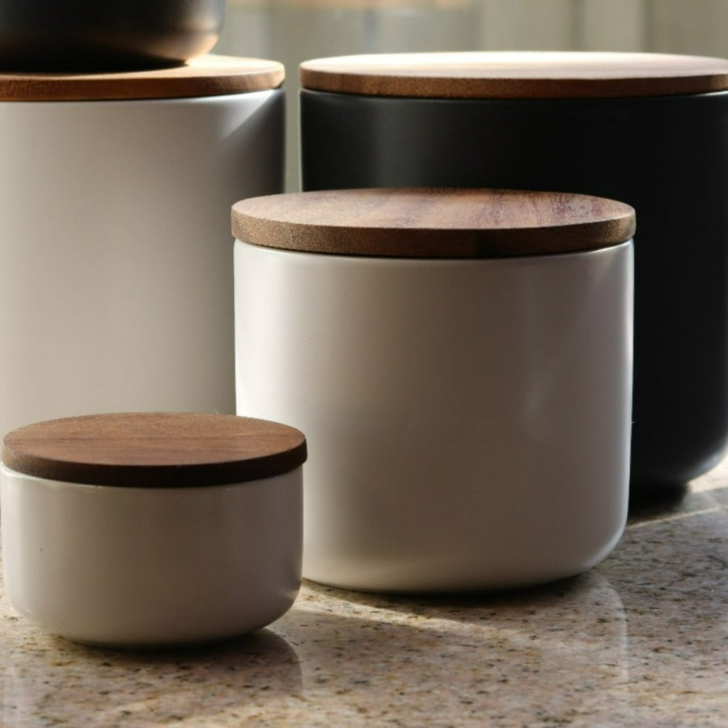 Brampton Stoneware Canister, White, Medium