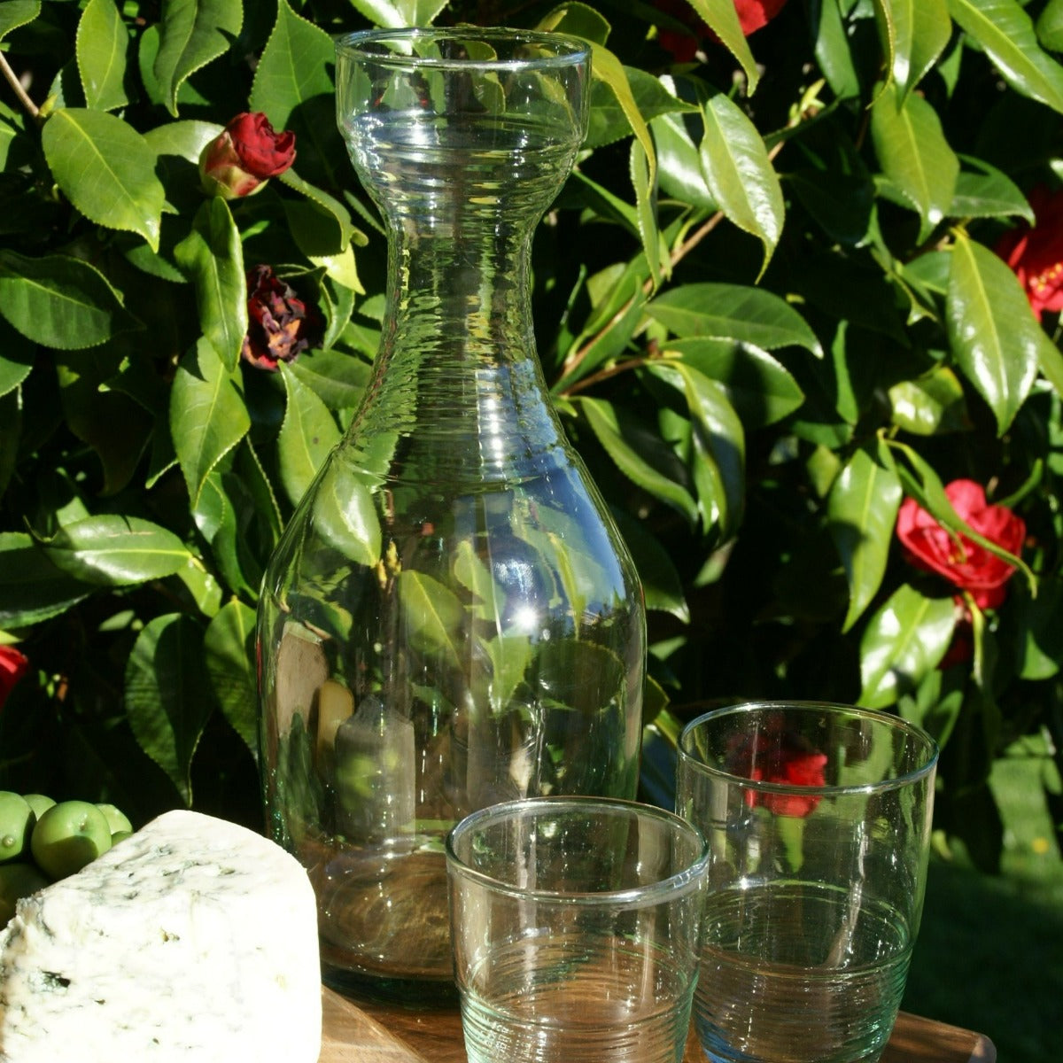 Recycled Glass Ripple Carafe Set, Large