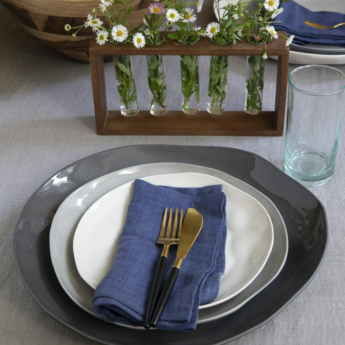 Tam Stoneware Dinner Plate, Slate, Set of 4