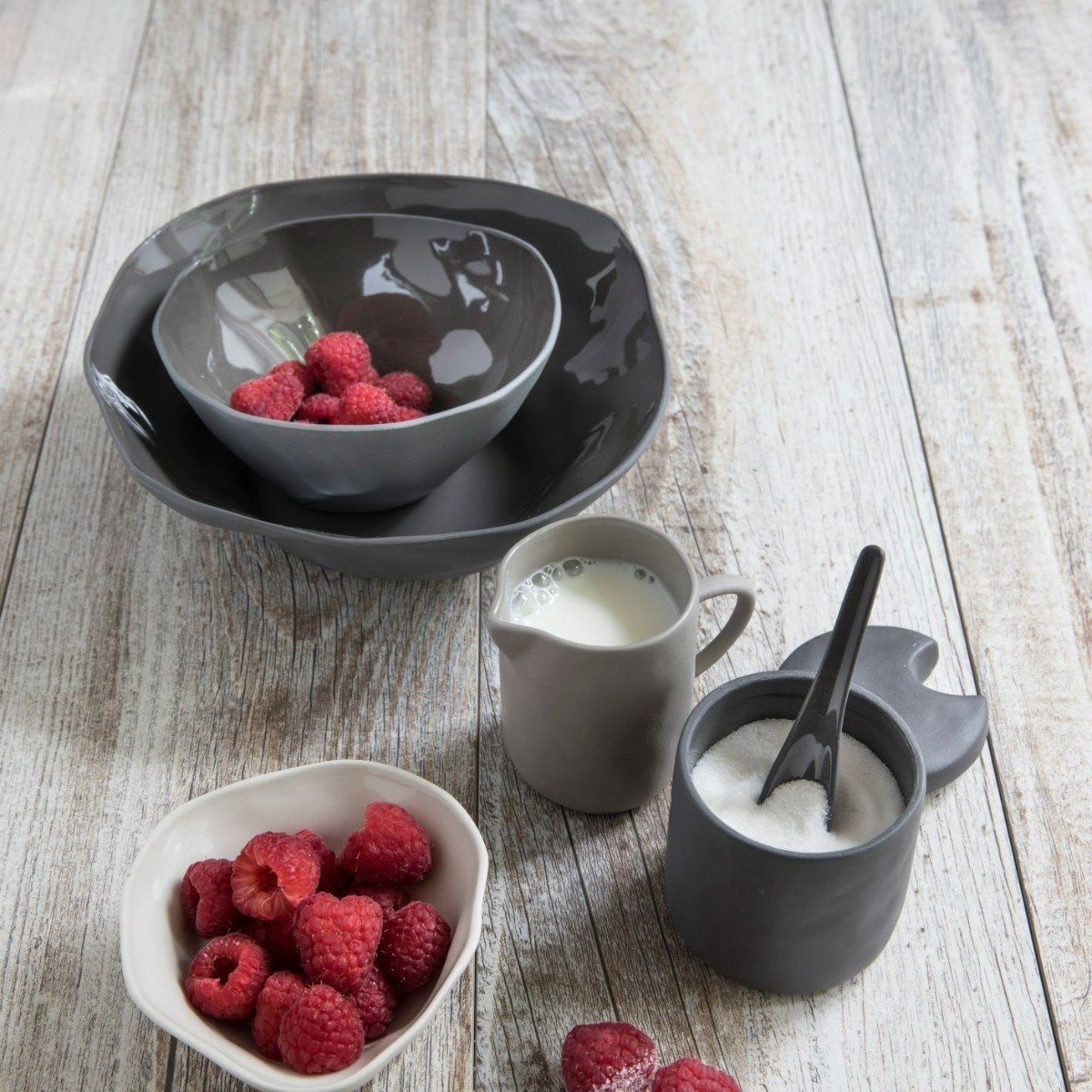 Tam Stoneware Side Bowl, Slate, Set of 4