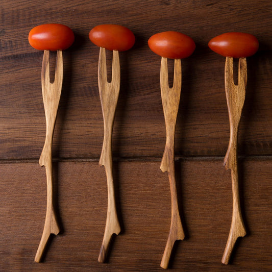 Teak Twig Forks, Set of 4