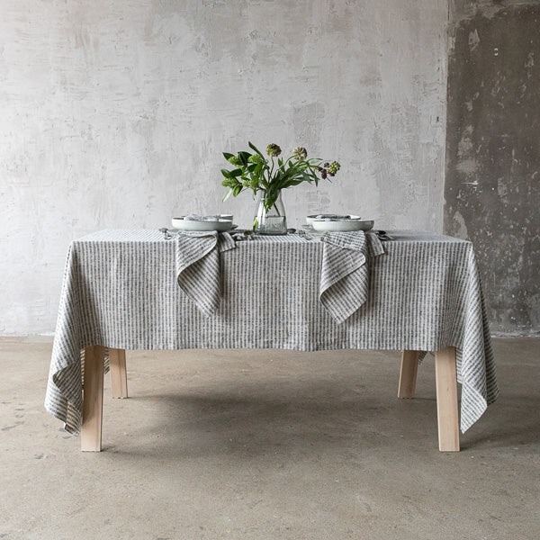Brittany Tablecloth, Black and Natural