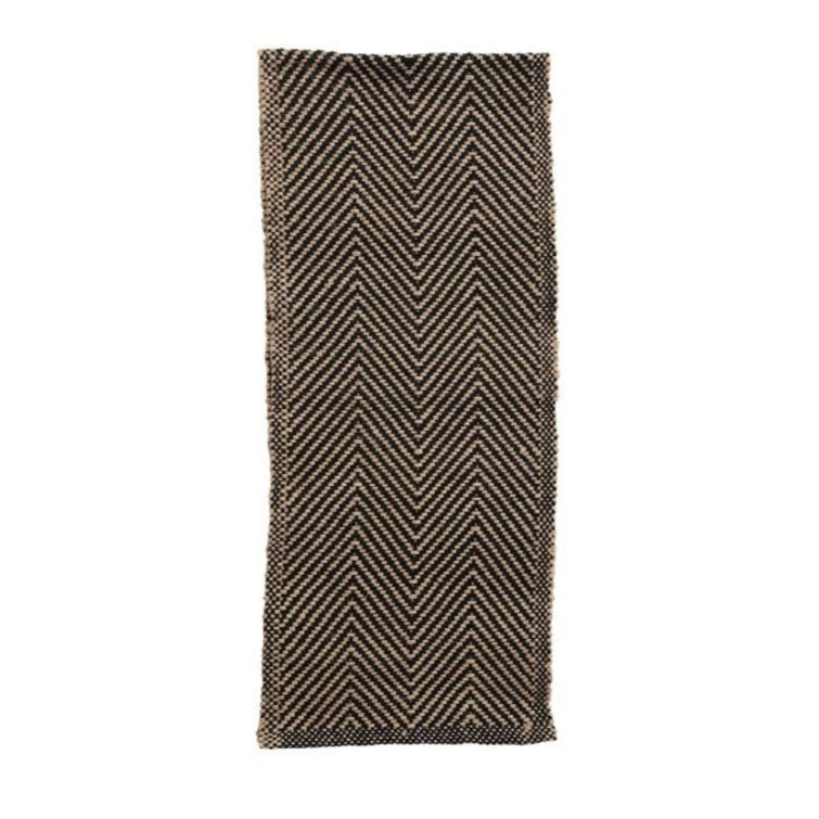 Jute & Cotton Table Runner with Chevron Pattern