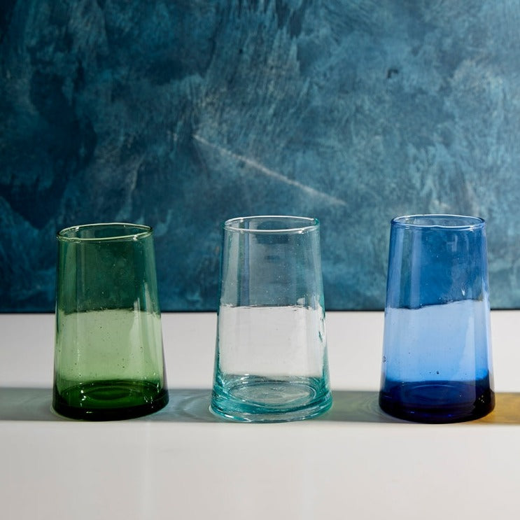 Recycled Tall Cone Glass, Clear, Set of 4