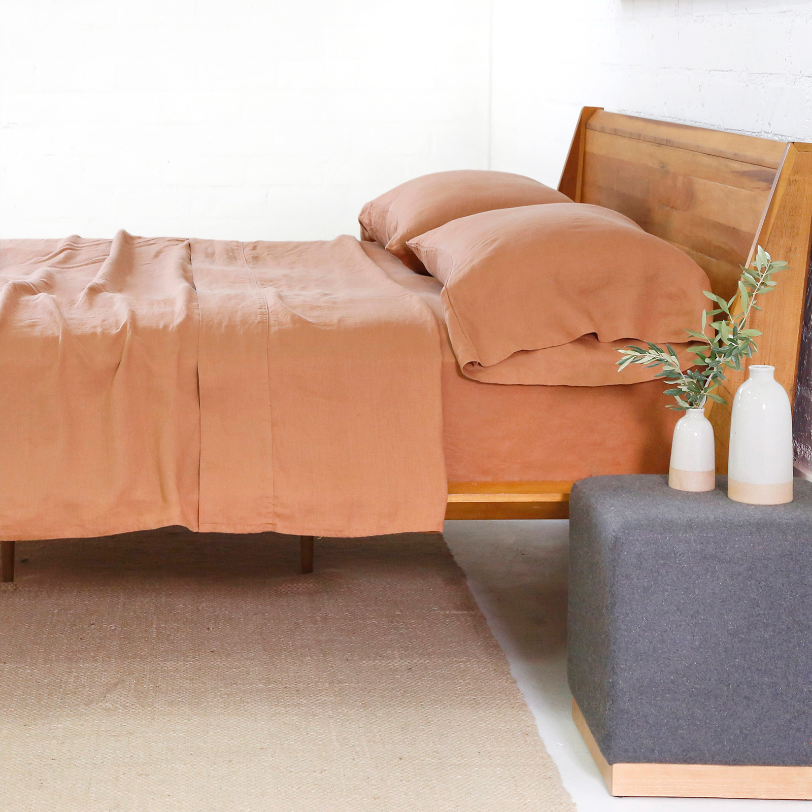 Belgian Linen King Sheet Set, Terra Cotta