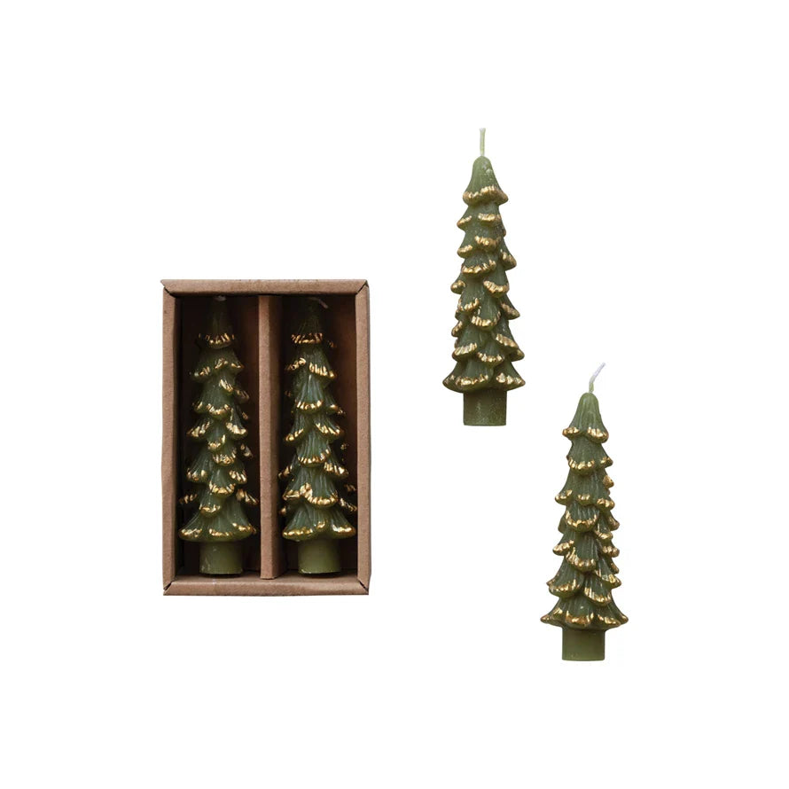 Enchanted Evergreen Short Candles, Set of 2