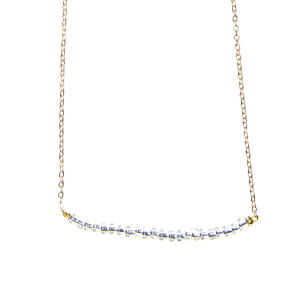 Pisu Clear Bead Bar Necklace on Gold Chain