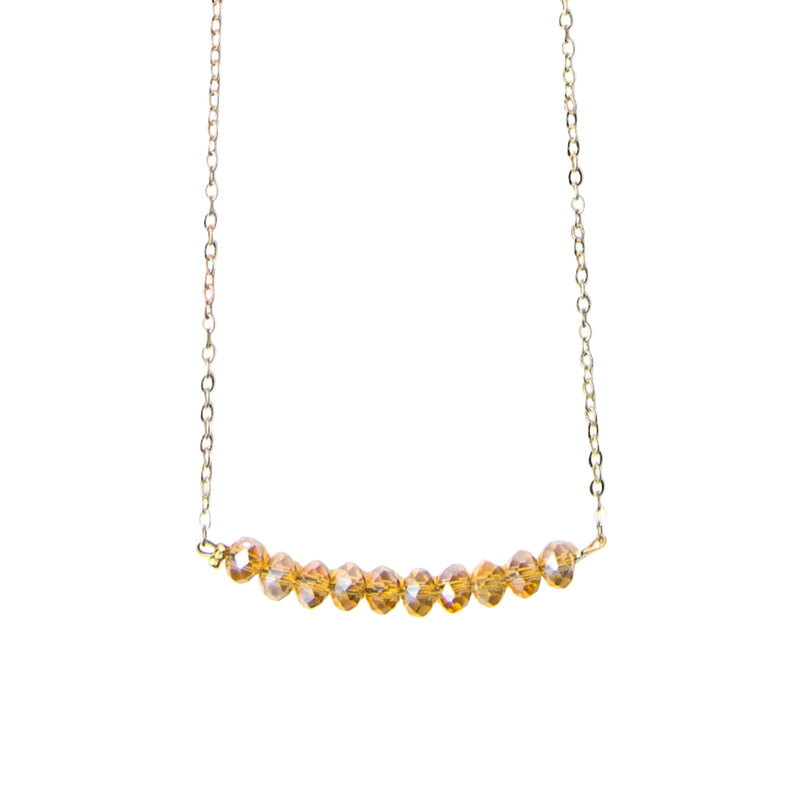 Pisu Peach Bead Bar Necklace on Gold Chain