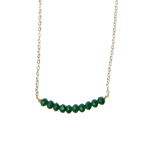 Pisu Green Bead Bar Necklace on Gold Chain