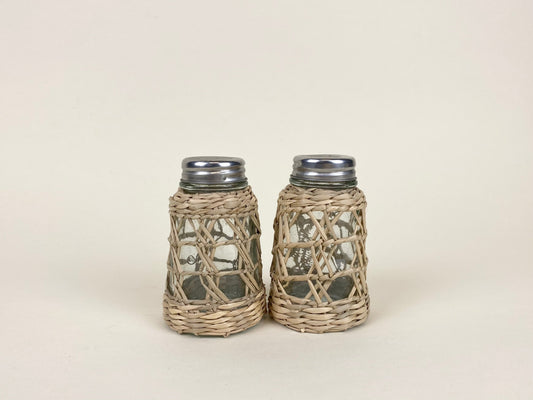 Seagrass Cage Salt & Pepper Set - Glass - Seagrass - Brand_Seagrass & Rattan - Kitchen_Serveware - Serving Pieces - 6880-HT001SeagrassCageSalt_PepperSet