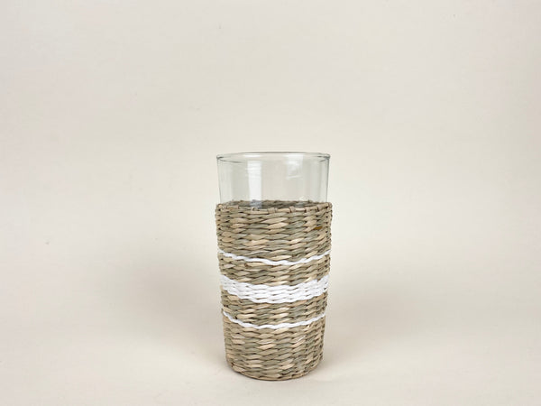 White Collection Seagrass Highball - Glass - Seagrass - Brand_Seagrass & Rattan - Kitchen_Drinkware - New Arrivals - Seagrass - Tumblers & Highballs - 6880-L001CNT-WHWhiteCollectionSeagrassHighball