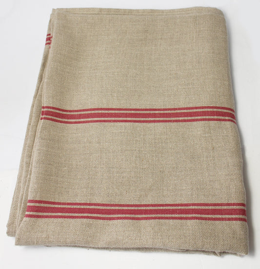 Thieffry Red Monogramme Linen Tablecloth (68" x 110") - French Dry Goods