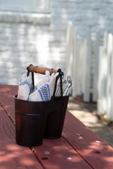Picnic Condiment or Cutlery Bucket Caddy in Brown