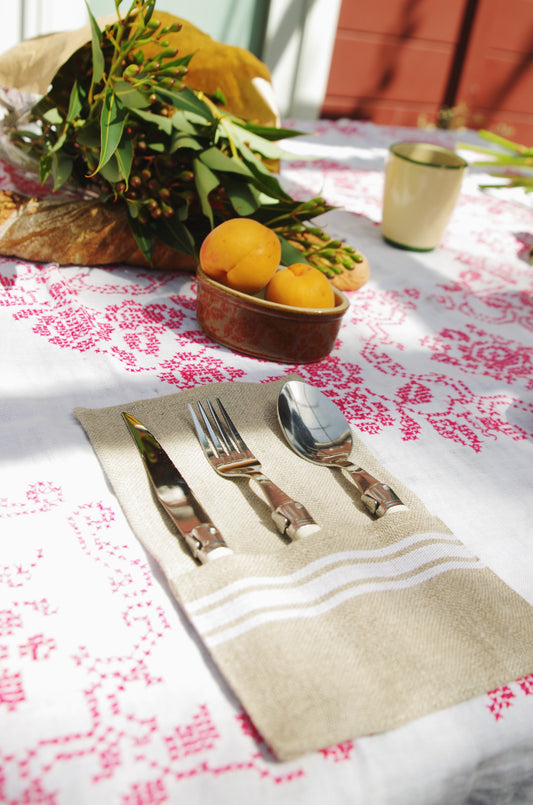 Thieffry — Linen Utensil Holder White Stripe (Set of 2)