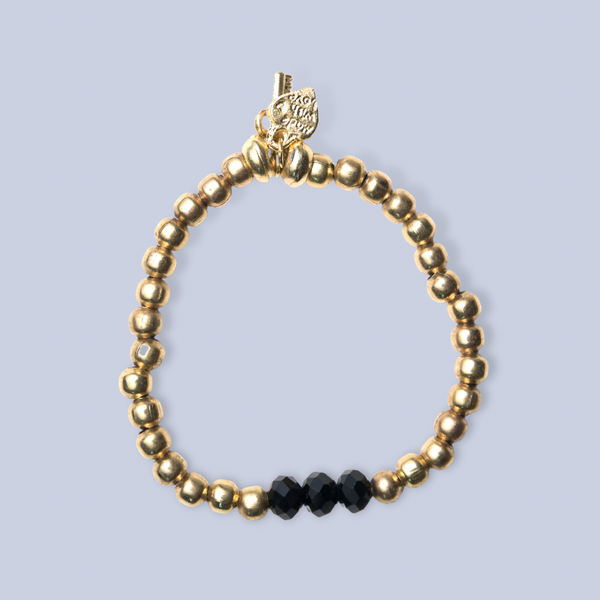 Pisu Gold Bead Bracelet with Key and Heart Charm