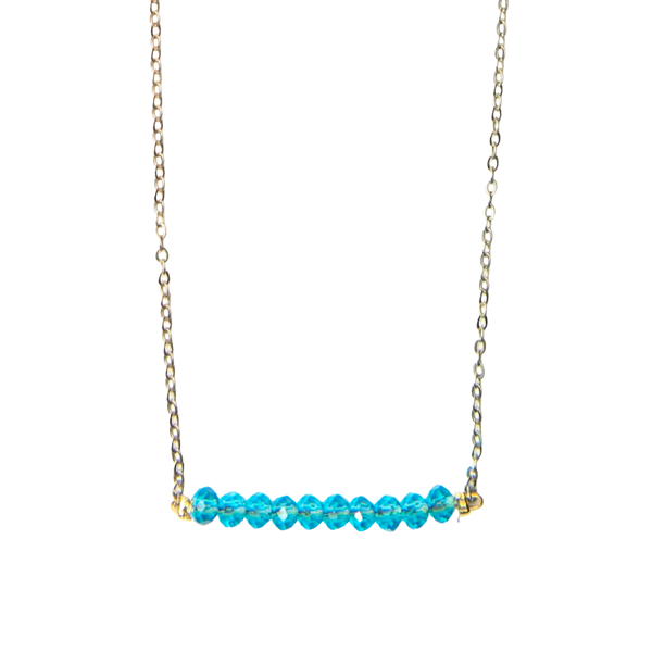 Pisu Turquoise Bead Bar Necklace on Gold Chain